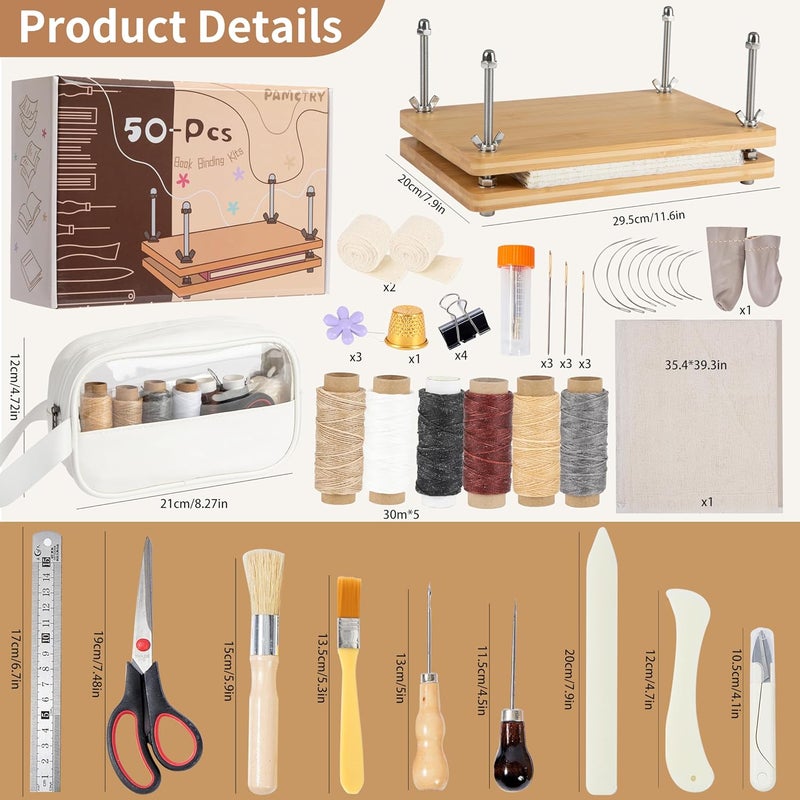 pamctry 50 Pcs Book Binding Kits for Beginners - Complete DIY Kit with Tools & Instructions, 11.6 x 7.8 Inches - Image 2